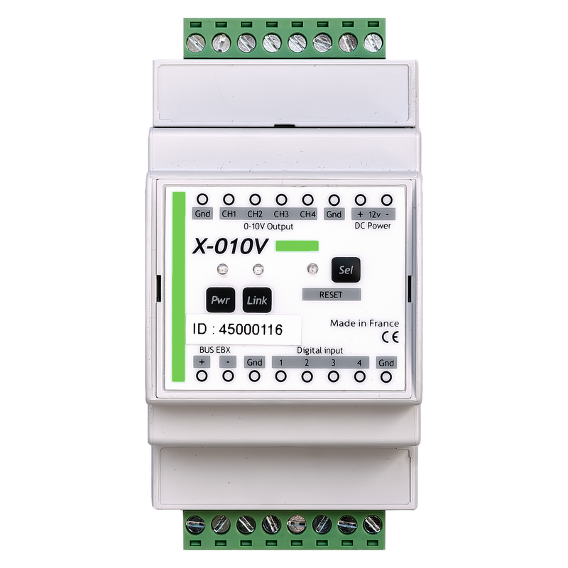 X-010V - Extensión carril din 4 salidas 0-10V | GCE Electronics