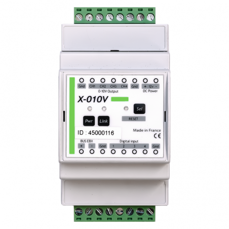 X-010V - Extensión carril din 4 salidas 0-10V | GCE Electronics