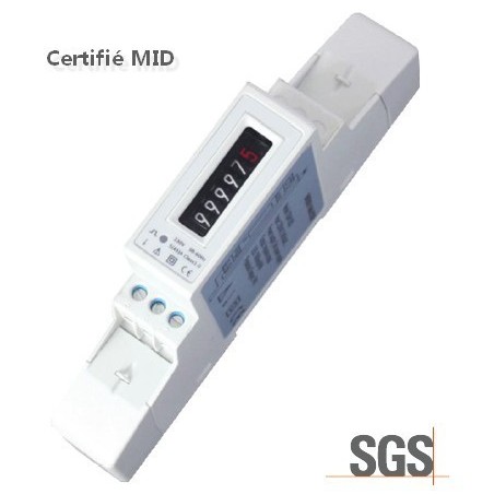 Energy meter with DIN rail 45 amps output pulse.